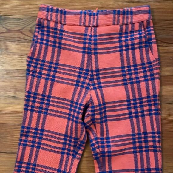 Cynthia Rowley Lincoln Orange Blue Knit Plaid Pants Womens Size 6 - Picture 13 of 14